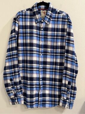 Relwen Size XL Blue Plaid Flyweight Flannel Buttondown Long Sleeve Shirt Outdoor